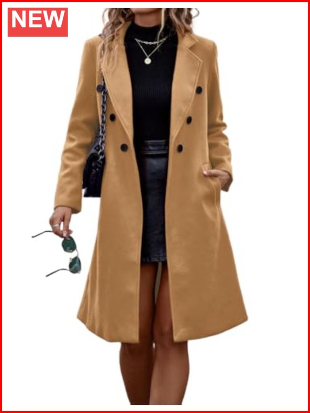 Womens Double Breastfed Wool Peacoat Winter Coat Long Trench Jacket